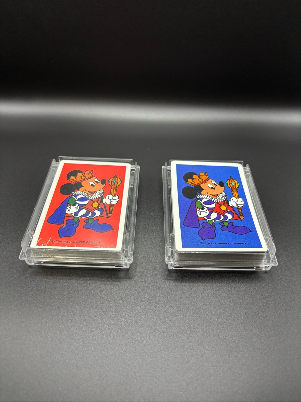 Vintage Disney King Mickey Playing Cards Set - Red (Sealed) & Blue (Excellent)